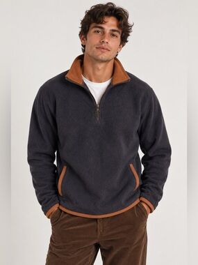 Life is Good Men’s Fleece Quarter Zip – Gorpcore Fall Pullover Size M